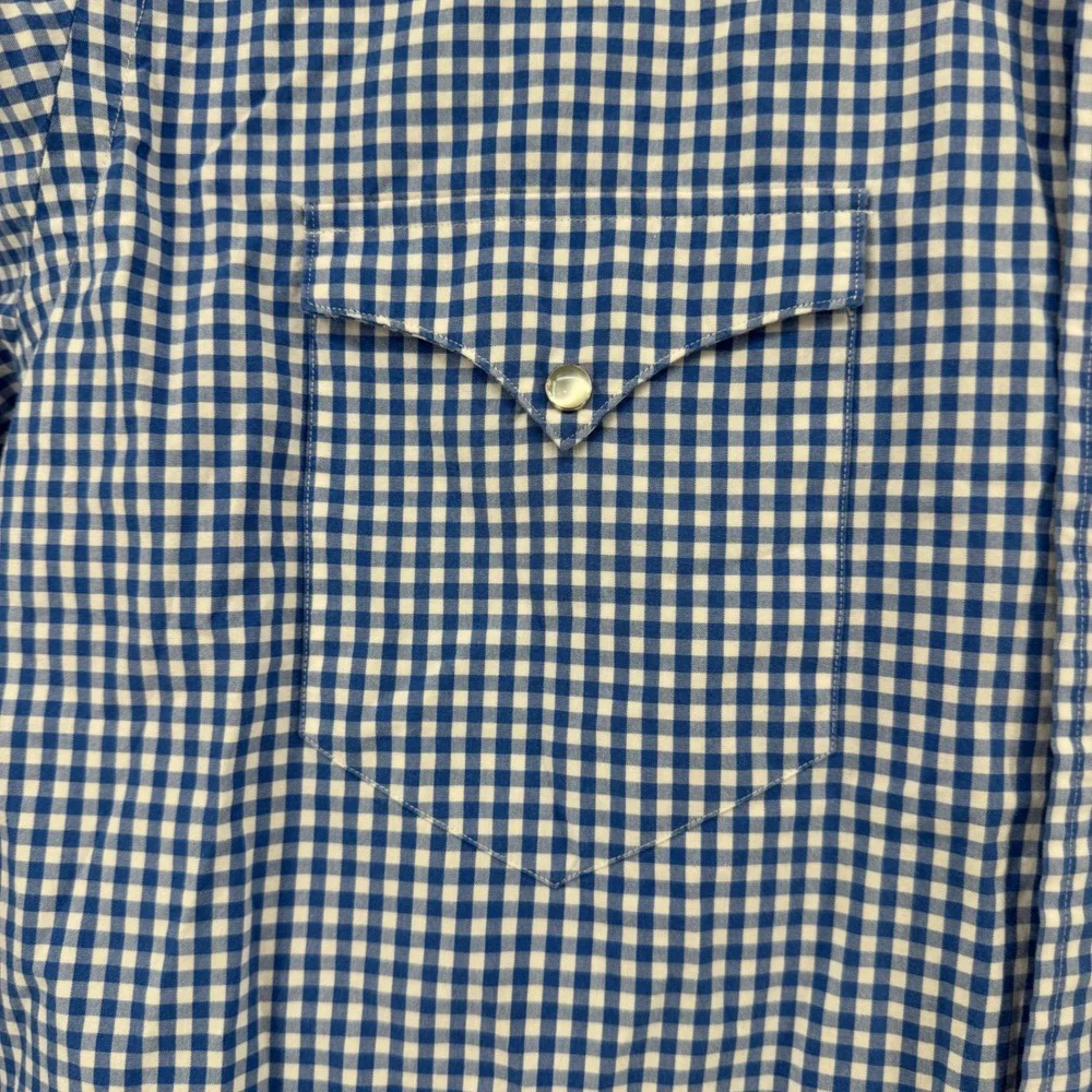 Polo Ralph Lauren Mens XL Western Classic Fit Gingham Snap Button Shirt Blue